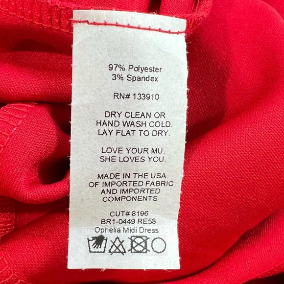 Show Me Your MuMu Florentine red stretch one shoulder ruffle midi dress - Picture 9 of 12